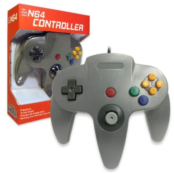 Jungle Green N64 console with original controller and  3 N64 Controllers - 3 Colors Bundle (NEW) - Blue Jungle Green Grey - Nintendo64